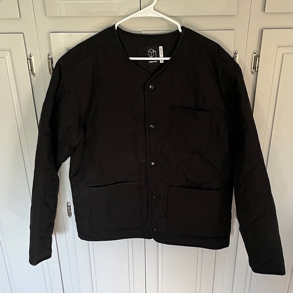 Original Use Men's Black Quilted Snap-Front Shirt Jacket